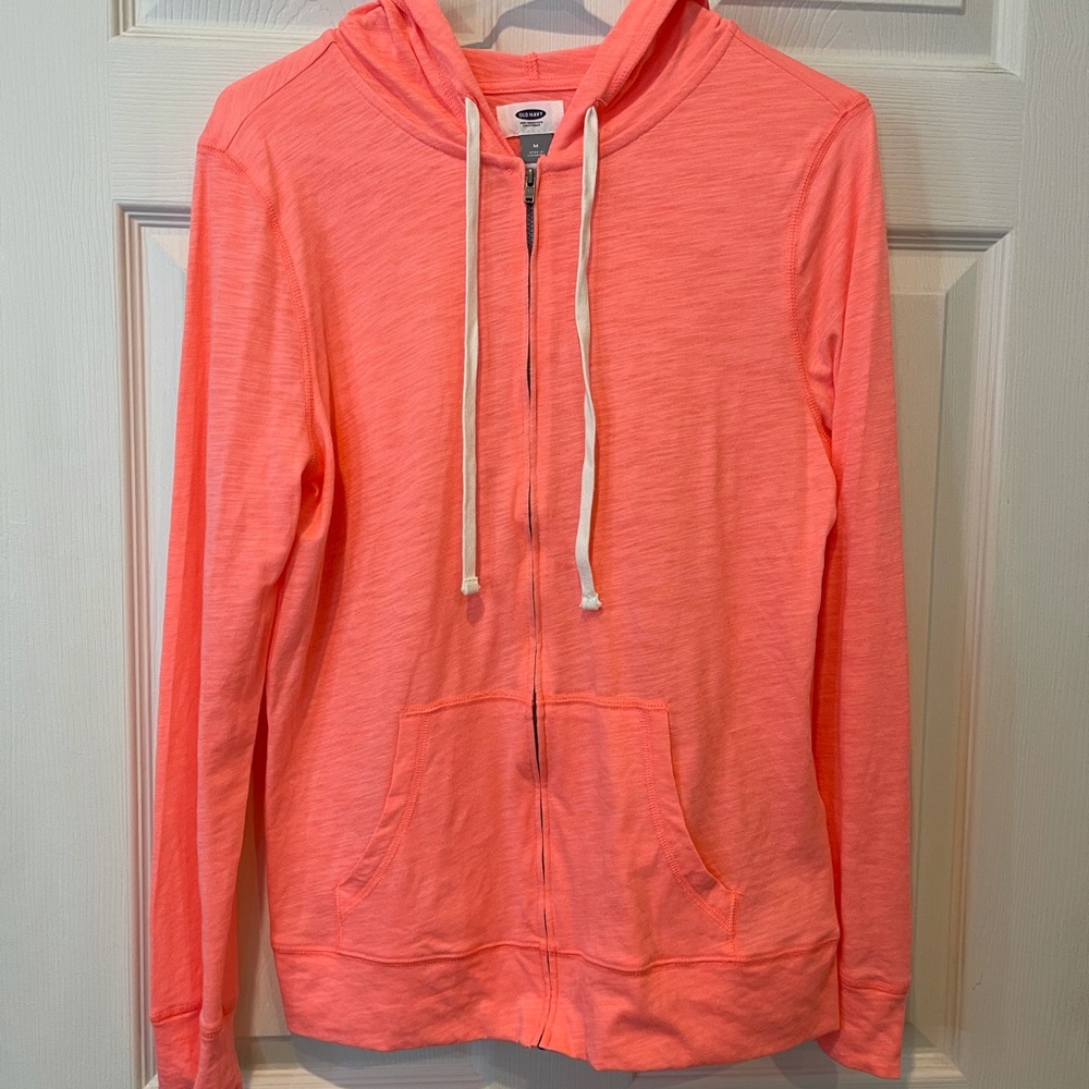 Neon Orange Old Navy Full Zip-Up Hooded Jacket